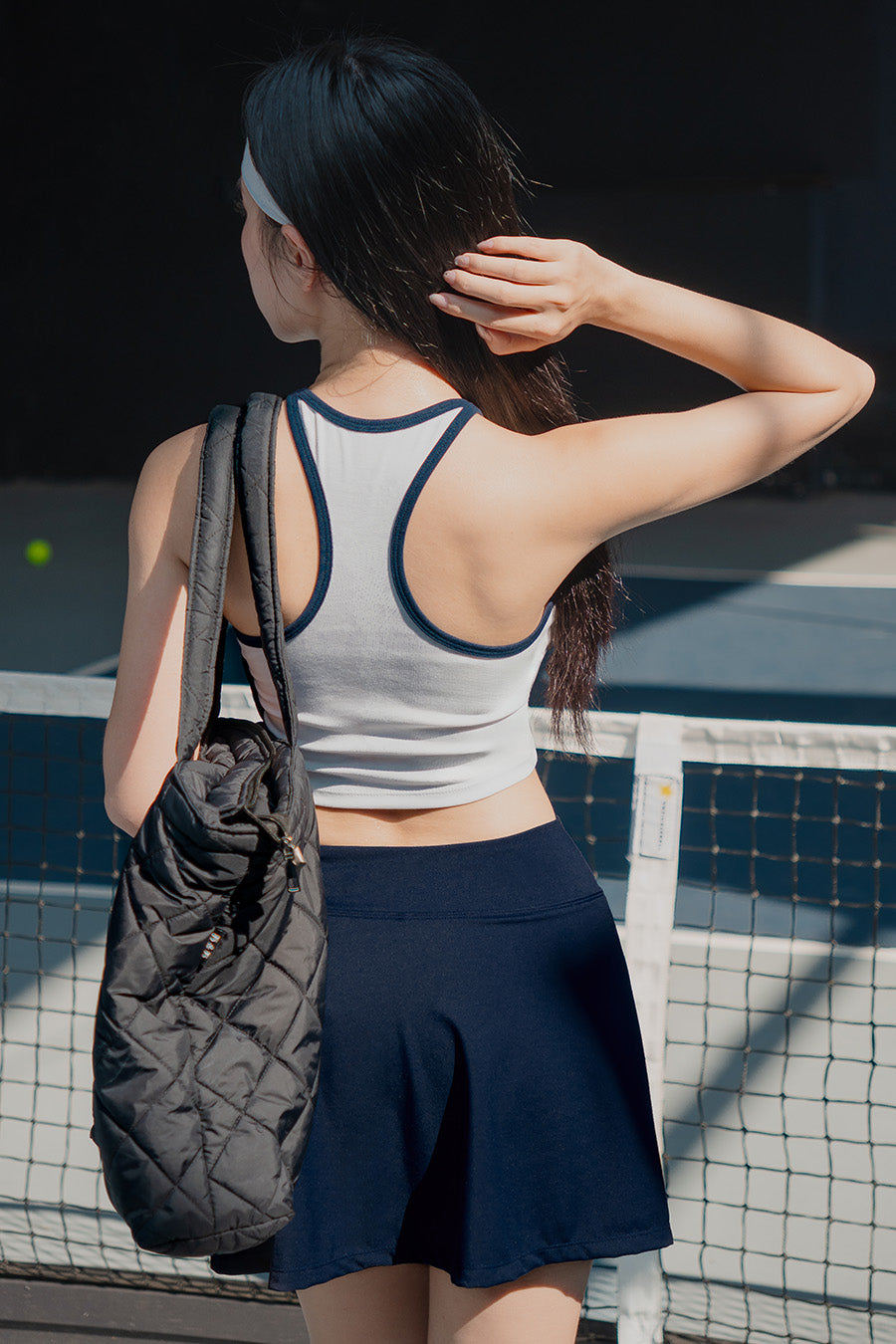 Áo pickleball tennis dáng croptop nữ Fitme GOC - ASPV01 - Trắng viền navy - Fitme Sportswear