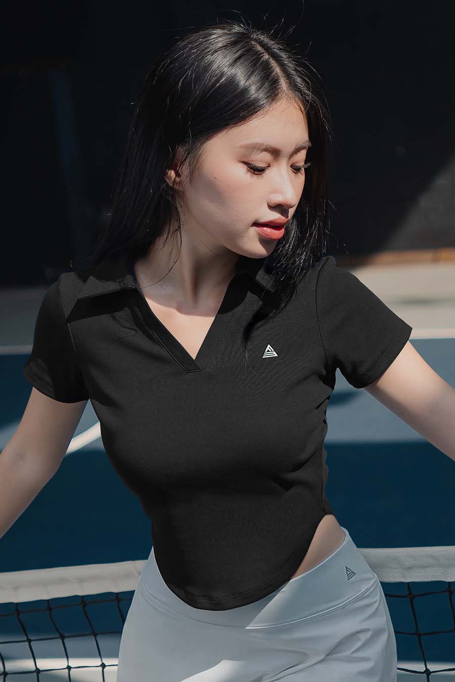 Áo polo thể thao nữ Fitme GOC chất cotton - APLT01 - Đen - Fitme Sportswear