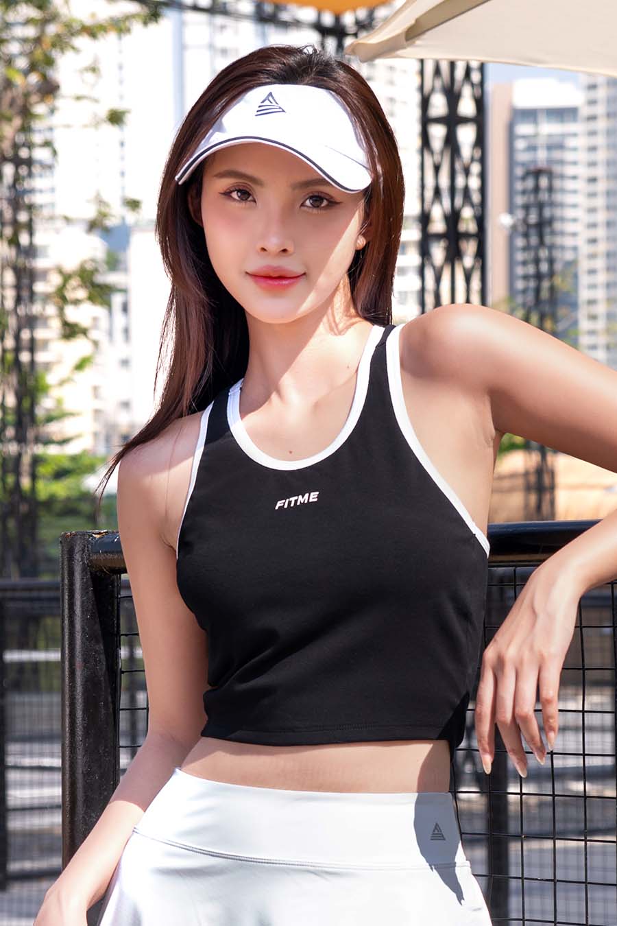 Áo croptop pickleball tennis nữ Fitme GOC - ACPV01 - Đen viền trắng - Fitme Sportswear