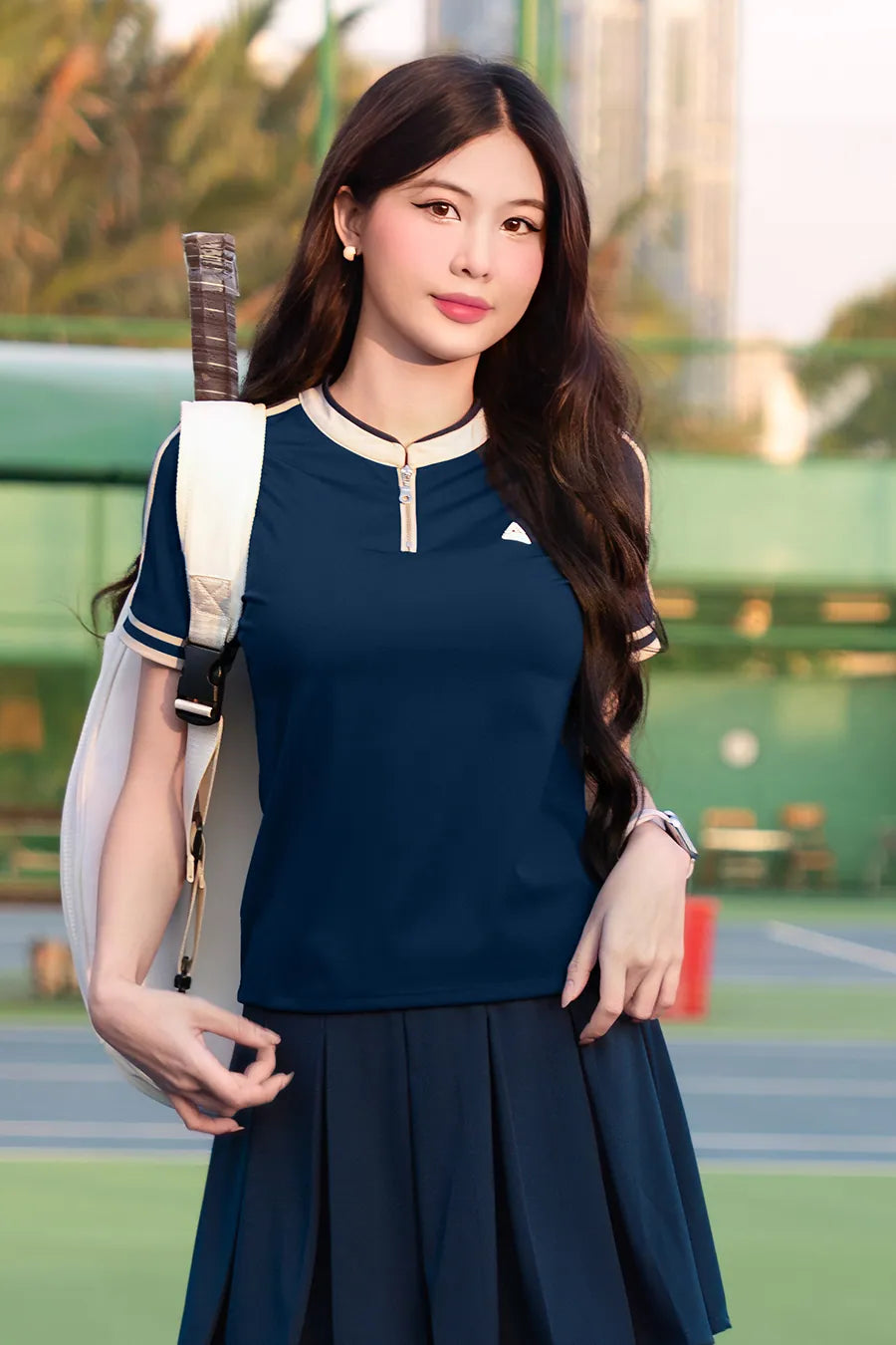 Áo thun Fitme GLIDE CE ATCT01 Navy cổ be