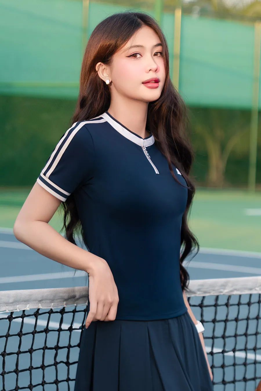 Áo thun Fitme GLIDE CE ATCT01 Navy cổ be