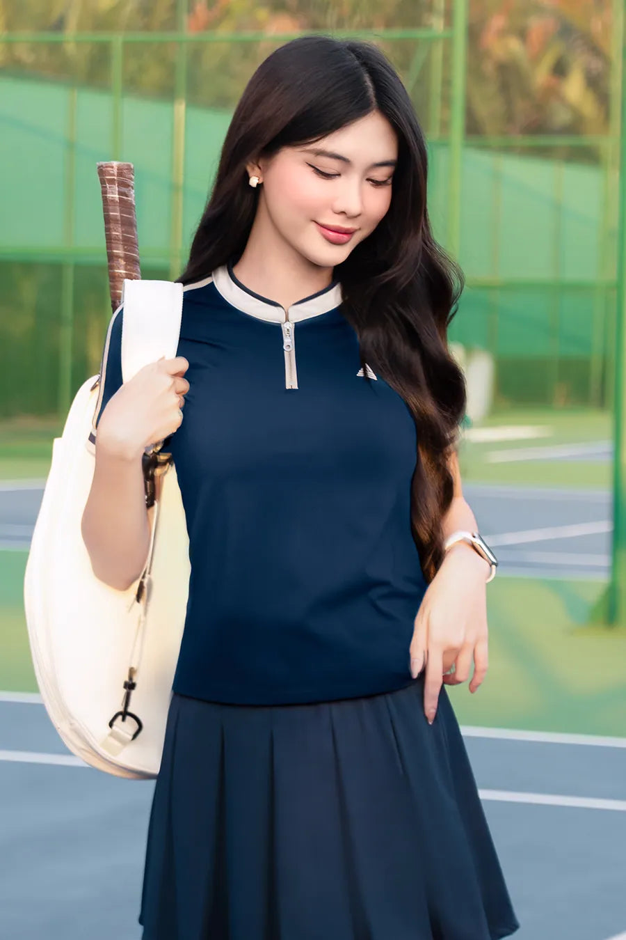 Áo thun Fitme GLIDE CE ATCT01 Navy cổ be