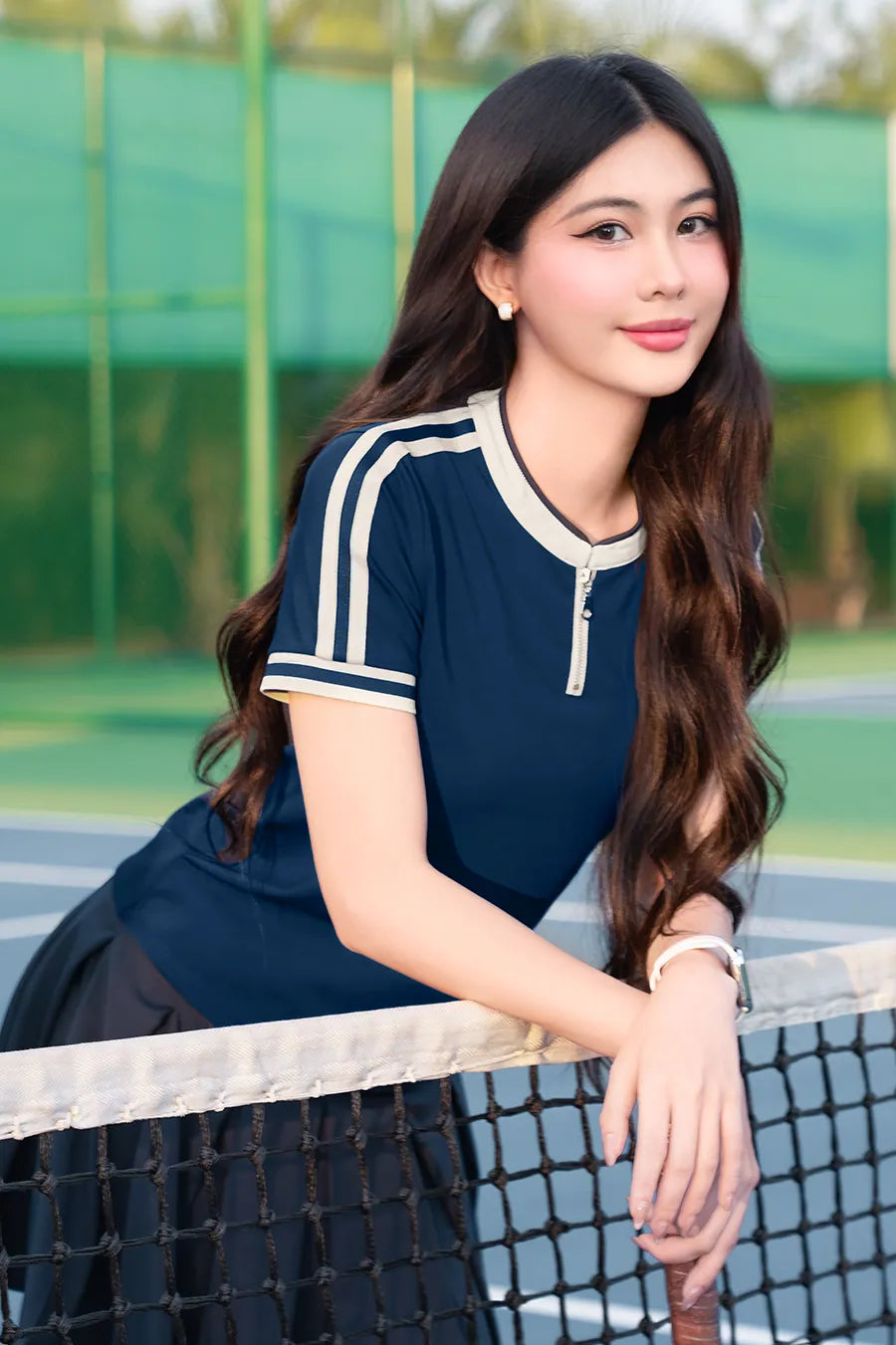 Áo thun Fitme GLIDE CE ATCT01 Navy cổ be