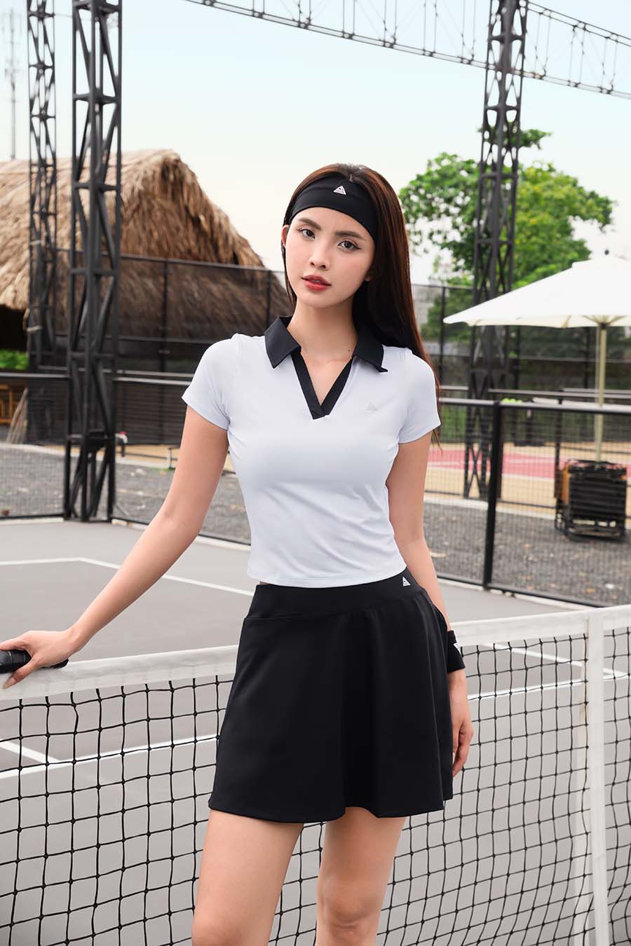 Áo polo thể thao nữ Fitme GOC - ABPL01 - Trắng cổ đen - Fitme Sportswear