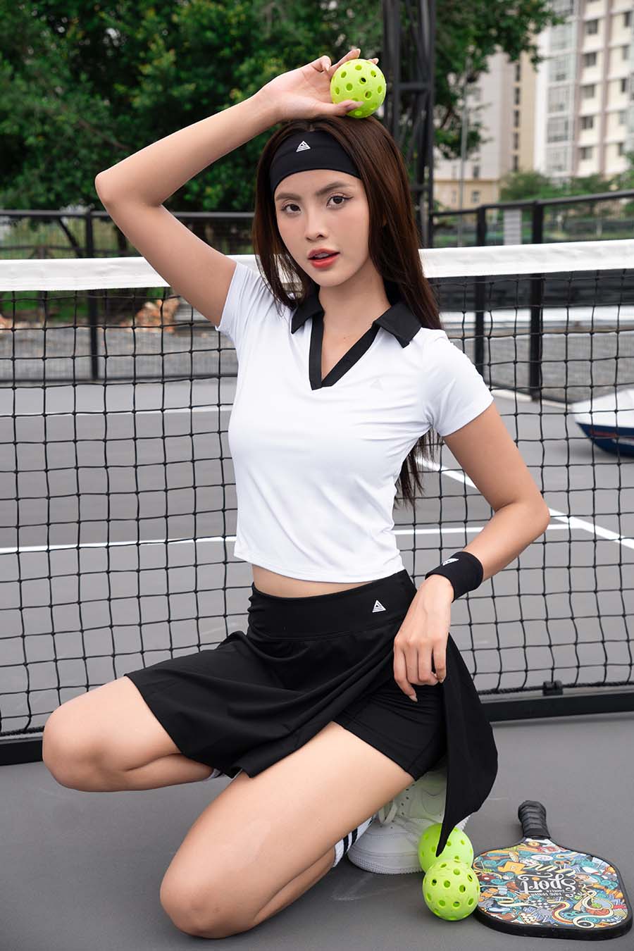 Áo polo thể thao nữ Fitme GOC - ABPL01 - Trắng cổ đen - Fitme Sportswear