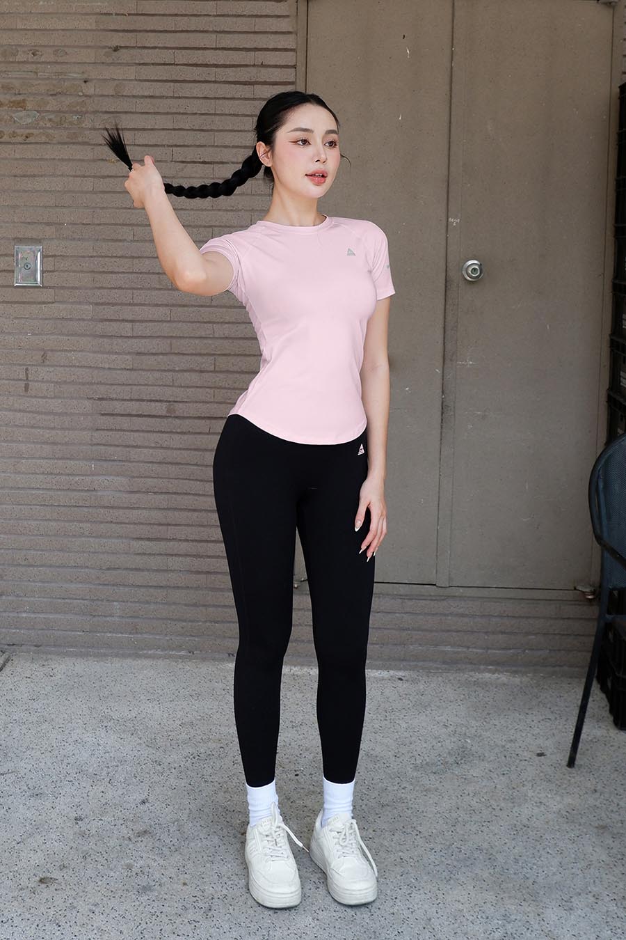 Áo thun tập gym nữ Sigma - Hồng Pastel - Fitme Sportswear