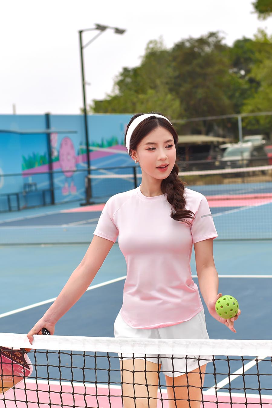 Áo thun thể thao nữ vạt bầu - Hồng Pastel - Fitme Sportswear