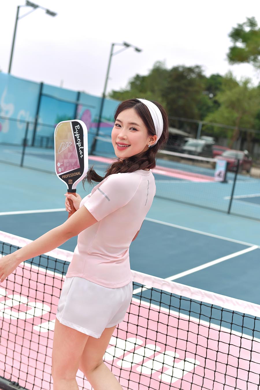 Áo thun thể thao nữ vạt bầu - Hồng Pastel - Fitme Sportswear