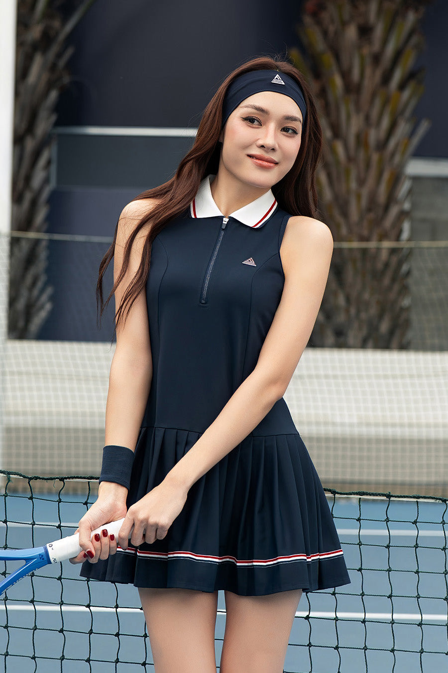 Váy tennis pickleball nữ Fitme LIBRE EA - DXSP01 - Navy sọc đỏ - Fitme Sportswear