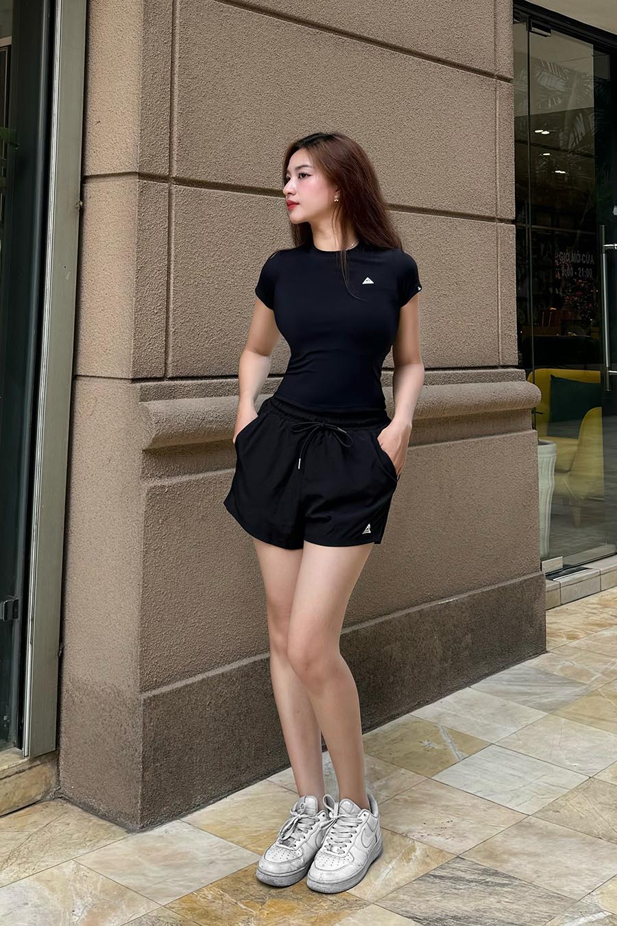 Quần đùi thể thao nữ 2 lớp Fitme - Q2NU01 - Đen - Fitme Sportswear