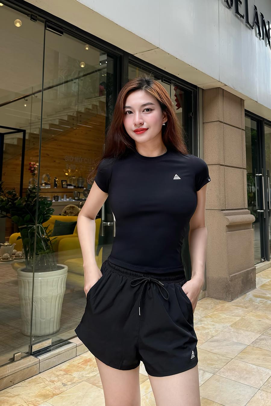 Quần đùi thể thao nữ 2 lớp Fitme - Q2NU01 - Đen - Fitme Sportswear