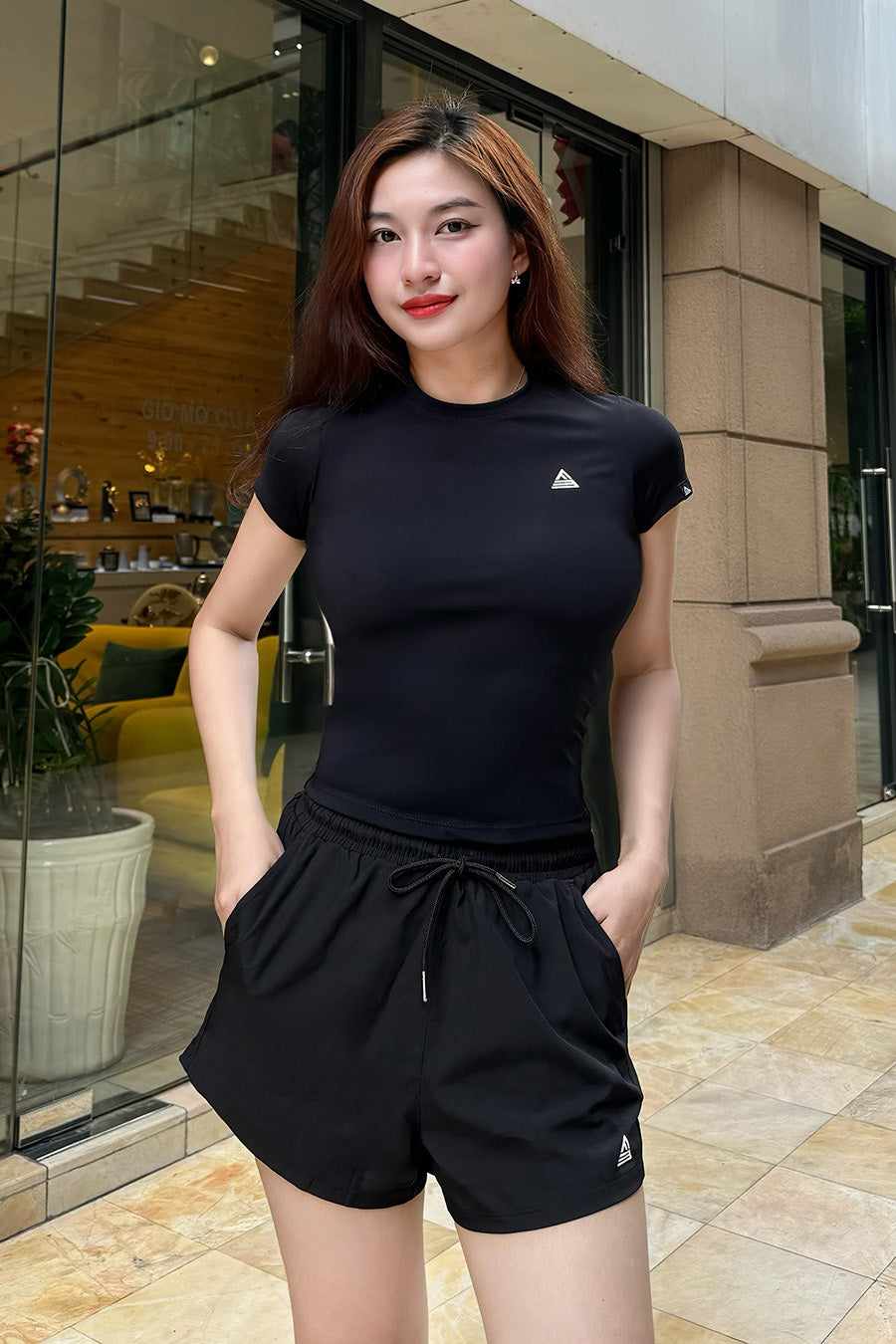 Áo tập tennis pickleball nữ tay ngắn Fitme - ACNB01 - Đen - Fitme Sportswear