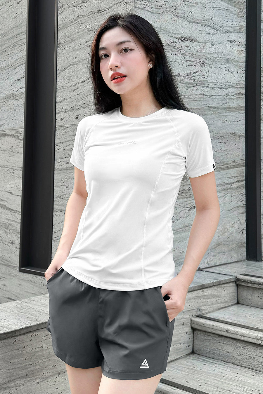 Áo tập gym yoga nữ chơi tennis pickleball Fitme Simple - ATSP01 - Trắng - Fitme Sportswear