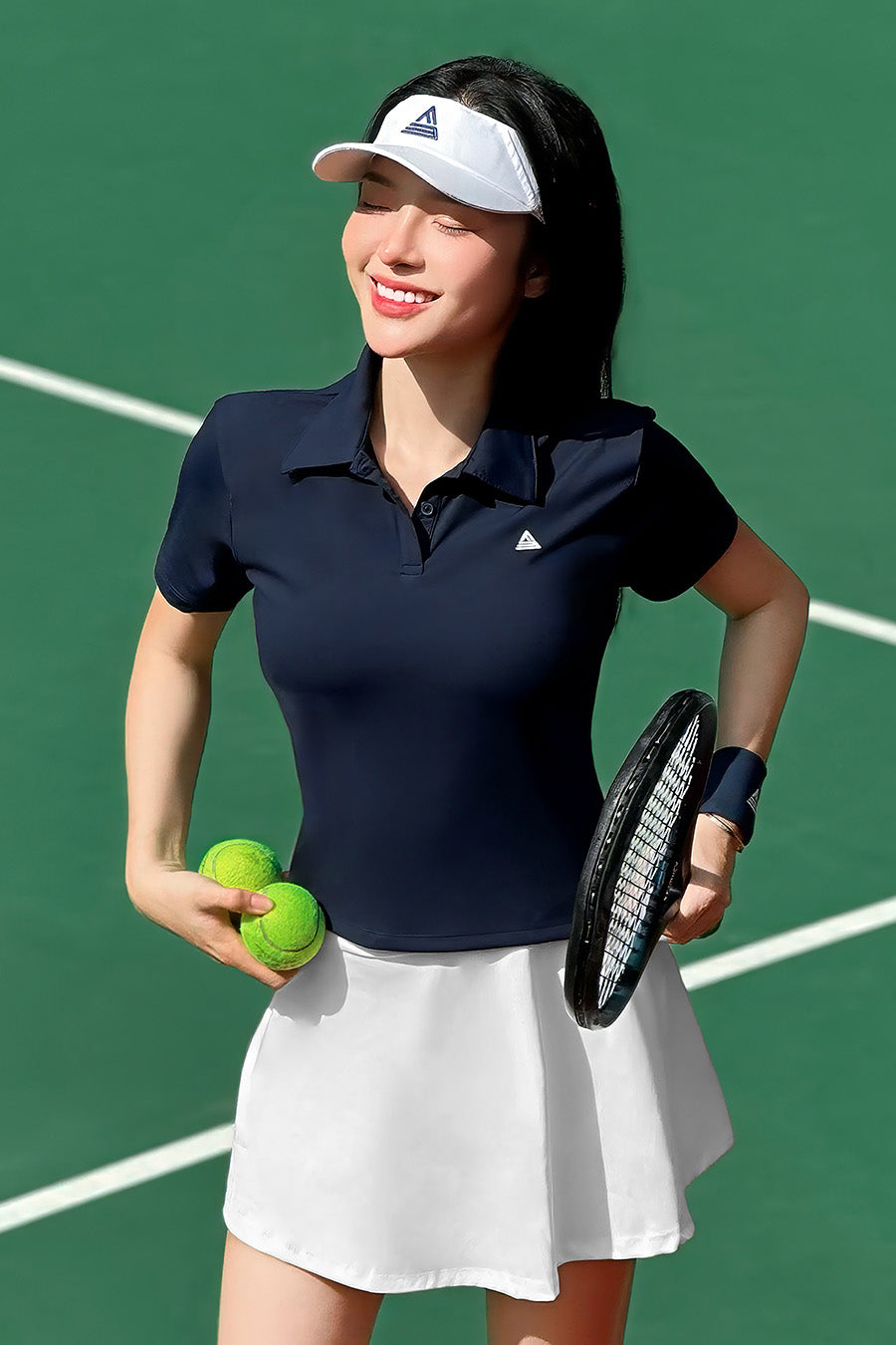 Áo polo thể thao nữ Fitme GOC chất cotton - APLT02 - Navy - Fitme Sportswear
