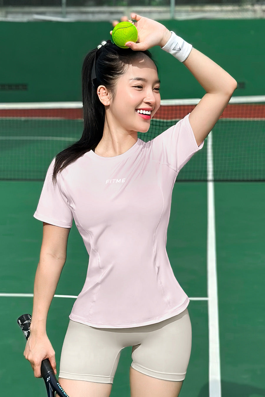 Áo tập gym yoga nữ chơi tennis pickleball Fitme Simple - ATSP01 - Hồng - Fitme Sportswear