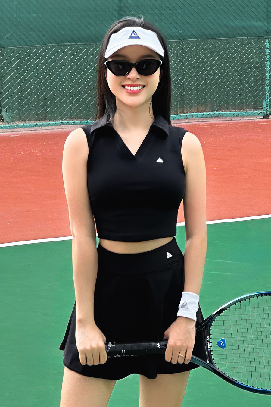 Áo polo sát nách pickleball tennis cầu lông nữ Fitme GOC - APSN01 - Đen - Fitme Sportswear