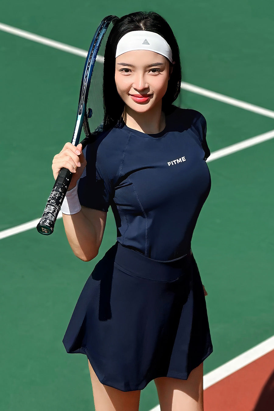 Áo tập gym yoga nữ chơi tennis pickleball Fitme Simple - ATSP01 - Navy - Fitme Sportswear