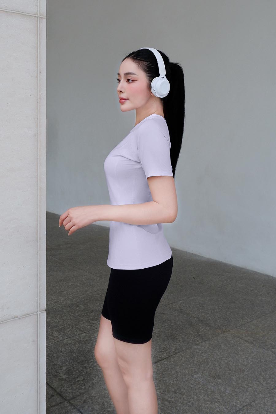 Áo thun tập gym nữ Sigma - Tím Pastel - Fitme Sportswear