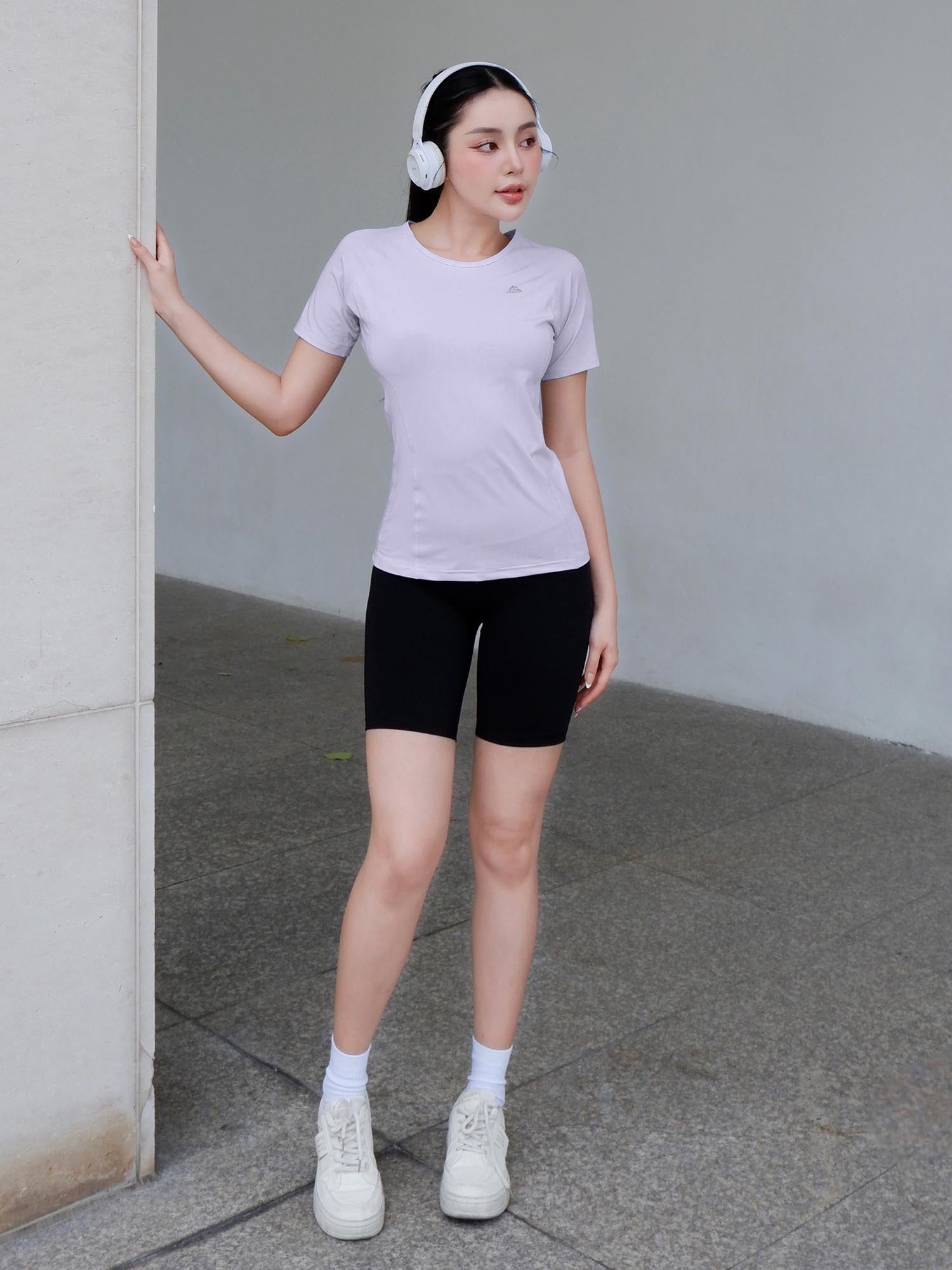 Áo thun tập gym nữ Sigma - Tím Pastel - Fitme Sportswear