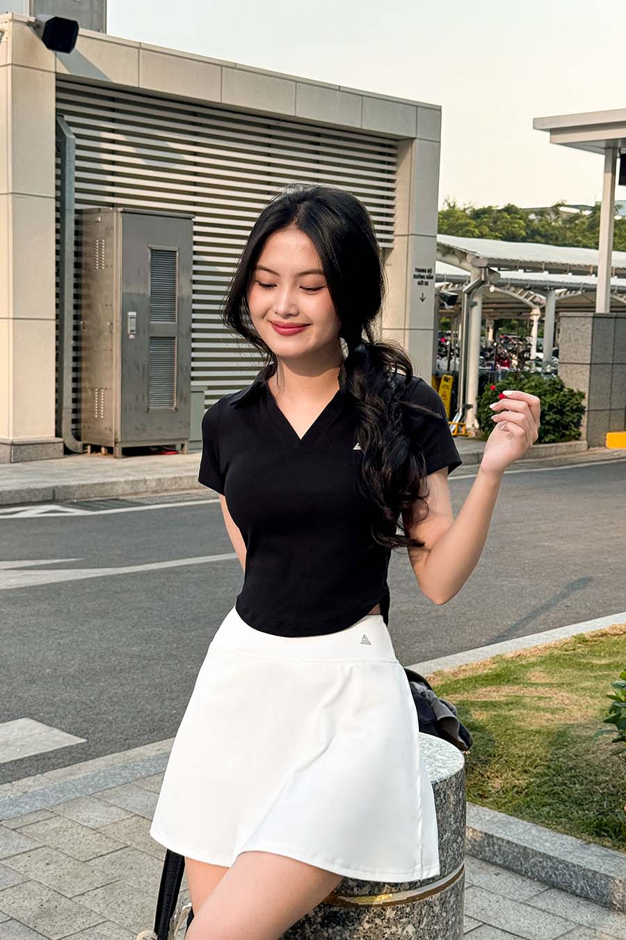 Áo polo thể thao nữ Fitme GOC chất cotton - APLT01 - Đen - Fitme Sportswear