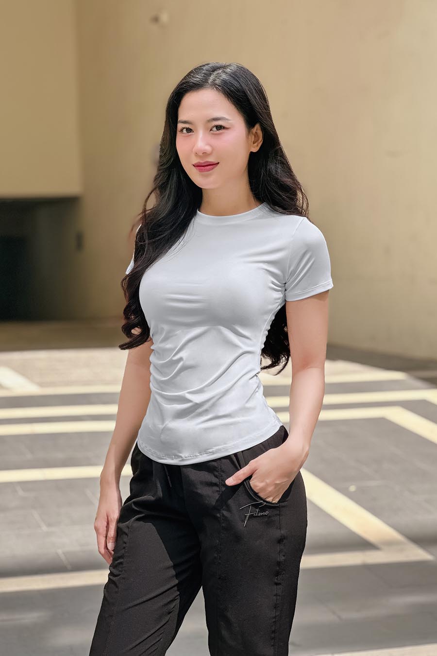 Áo thun gym nữ Fitme xếp ly - ATXL01 - Trắng - Fitme Sportswear