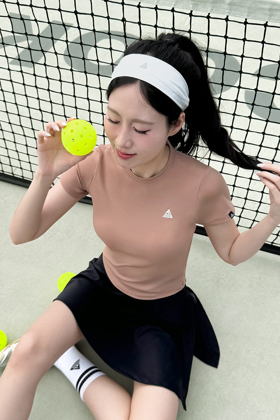 Áo tập tennis pickleball nữ tay ngắn Fitme - ACNB01 - Almond - Fitme Sportswear