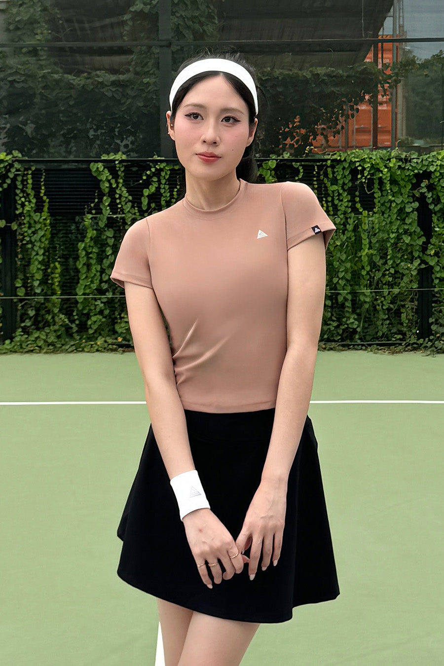 Áo tập tennis pickleball nữ tay ngắn Fitme - ACNB01 - Almond - Fitme Sportswear