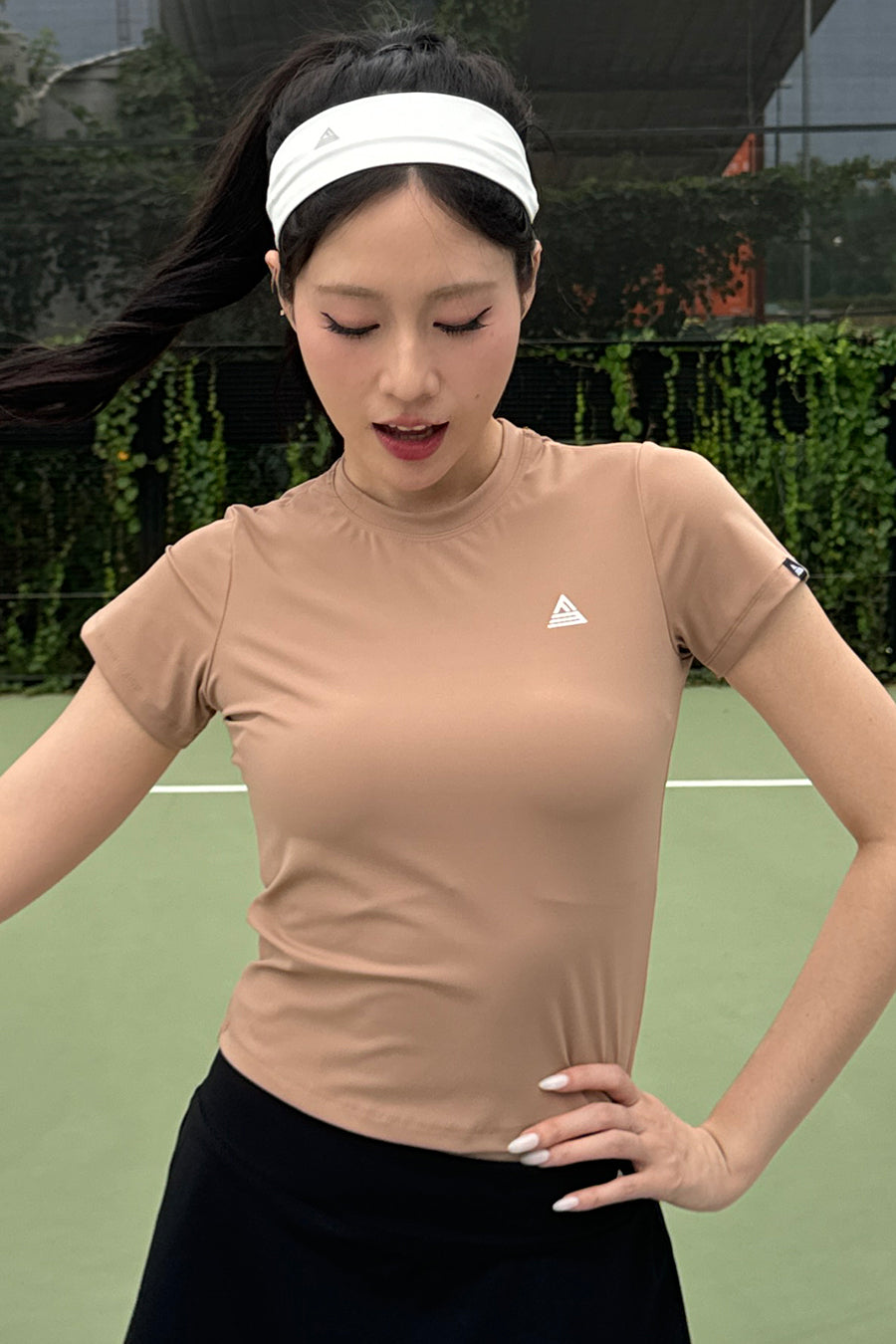 Áo tập tennis pickleball nữ tay ngắn Fitme - ACNB01 - Almond - Fitme Sportswear