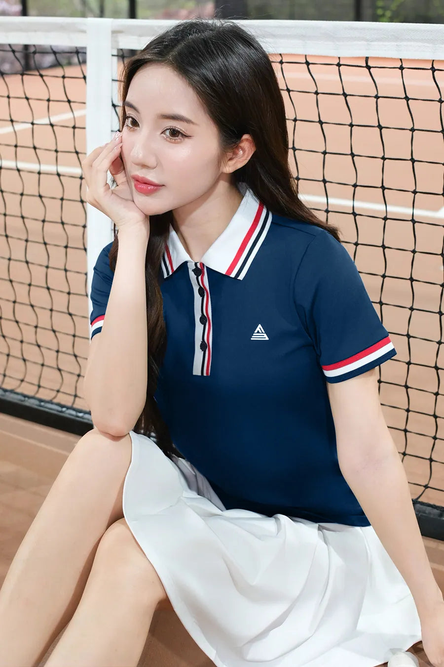 Áo polo Fitme EMBER CE APTN01 Navy sọc đỏ