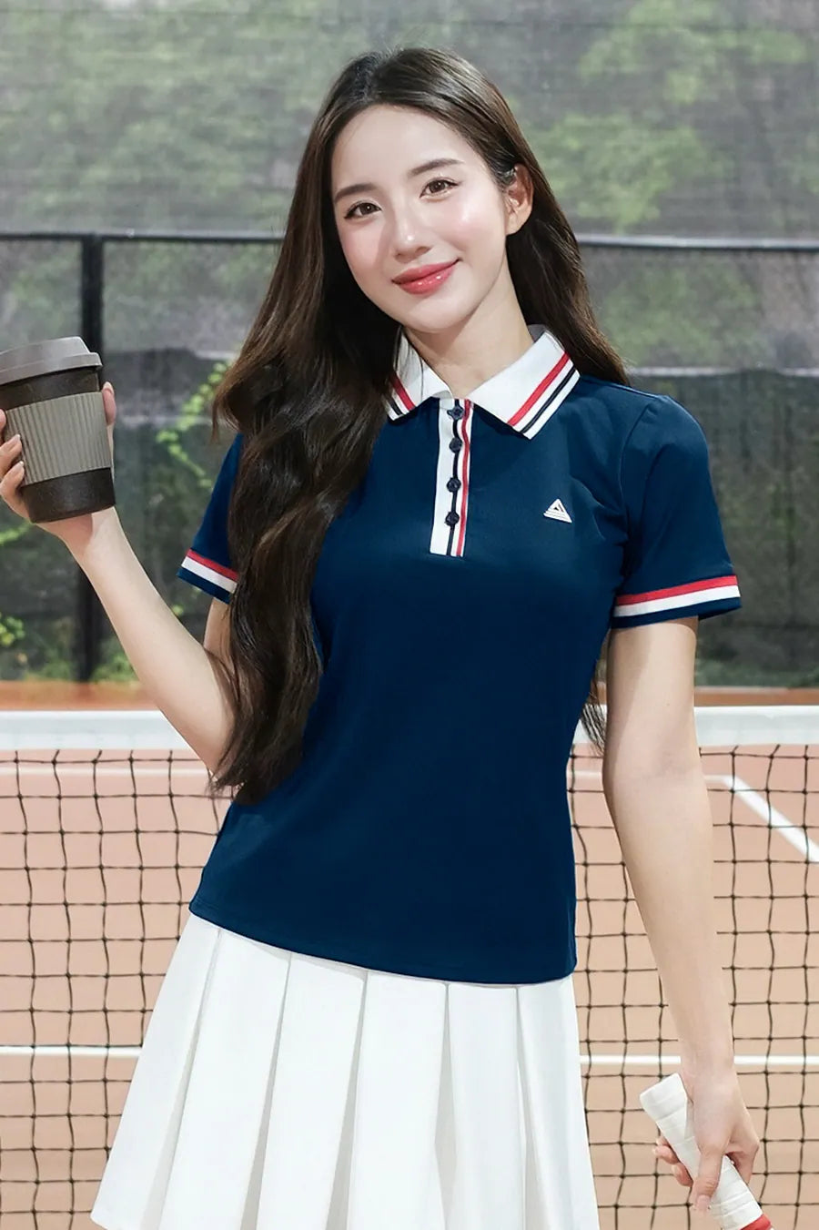 Áo polo Fitme EMBER CE APTN01 Navy sọc đỏ