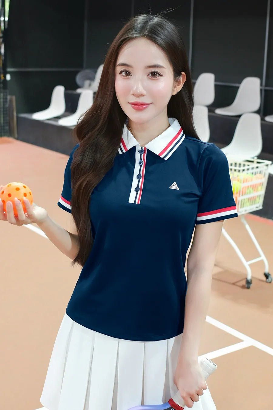 Áo polo Fitme EMBER CE APTN01 Navy sọc đỏ