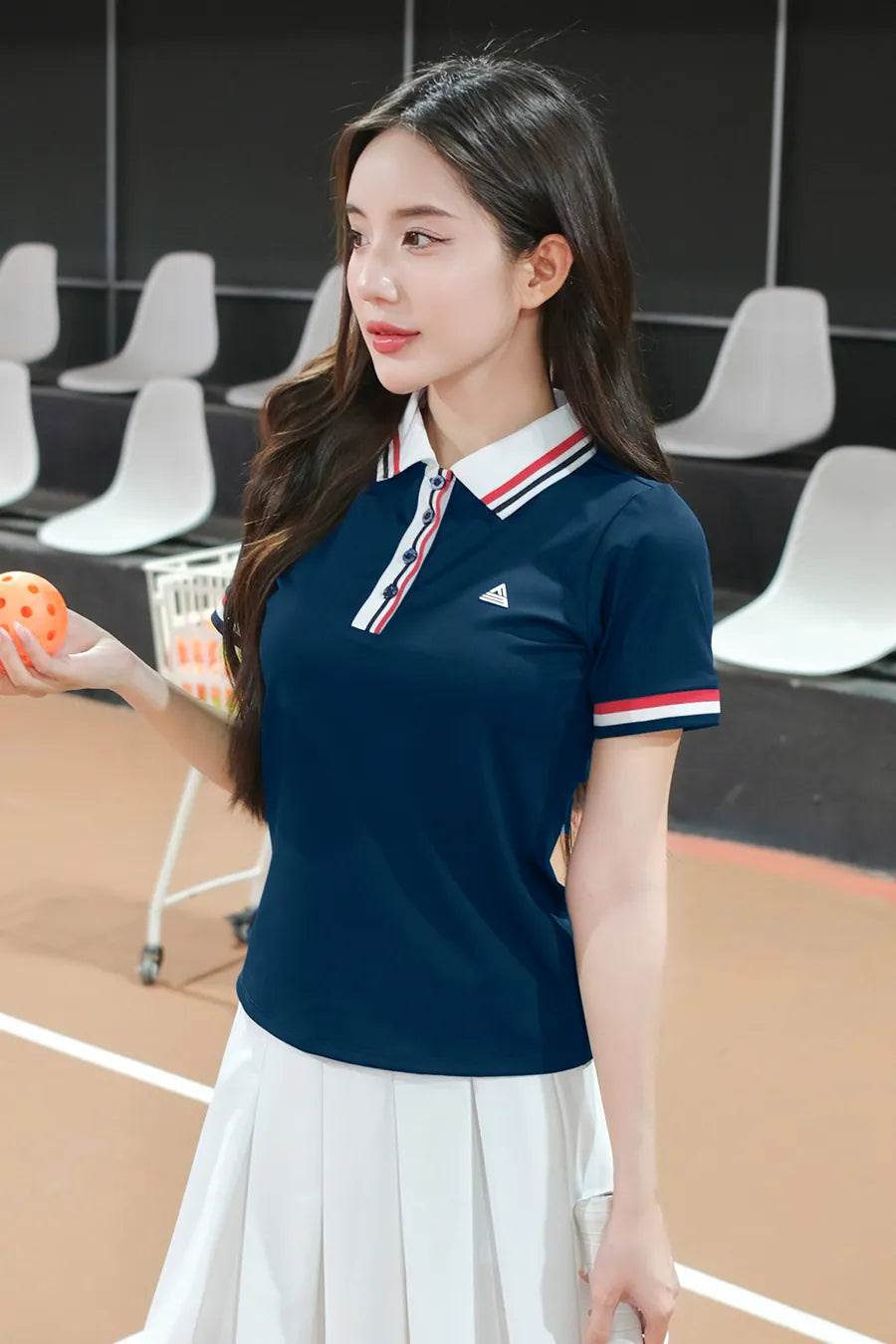 Áo polo Fitme EMBER CE APTN01 Navy sọc đỏ