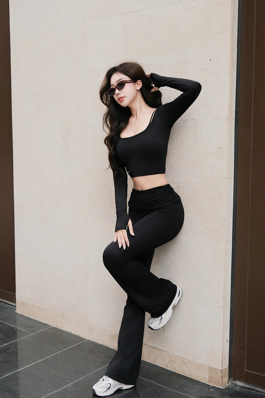 Quần legging ống loe Fitme Bloom QDBL01 - Đen