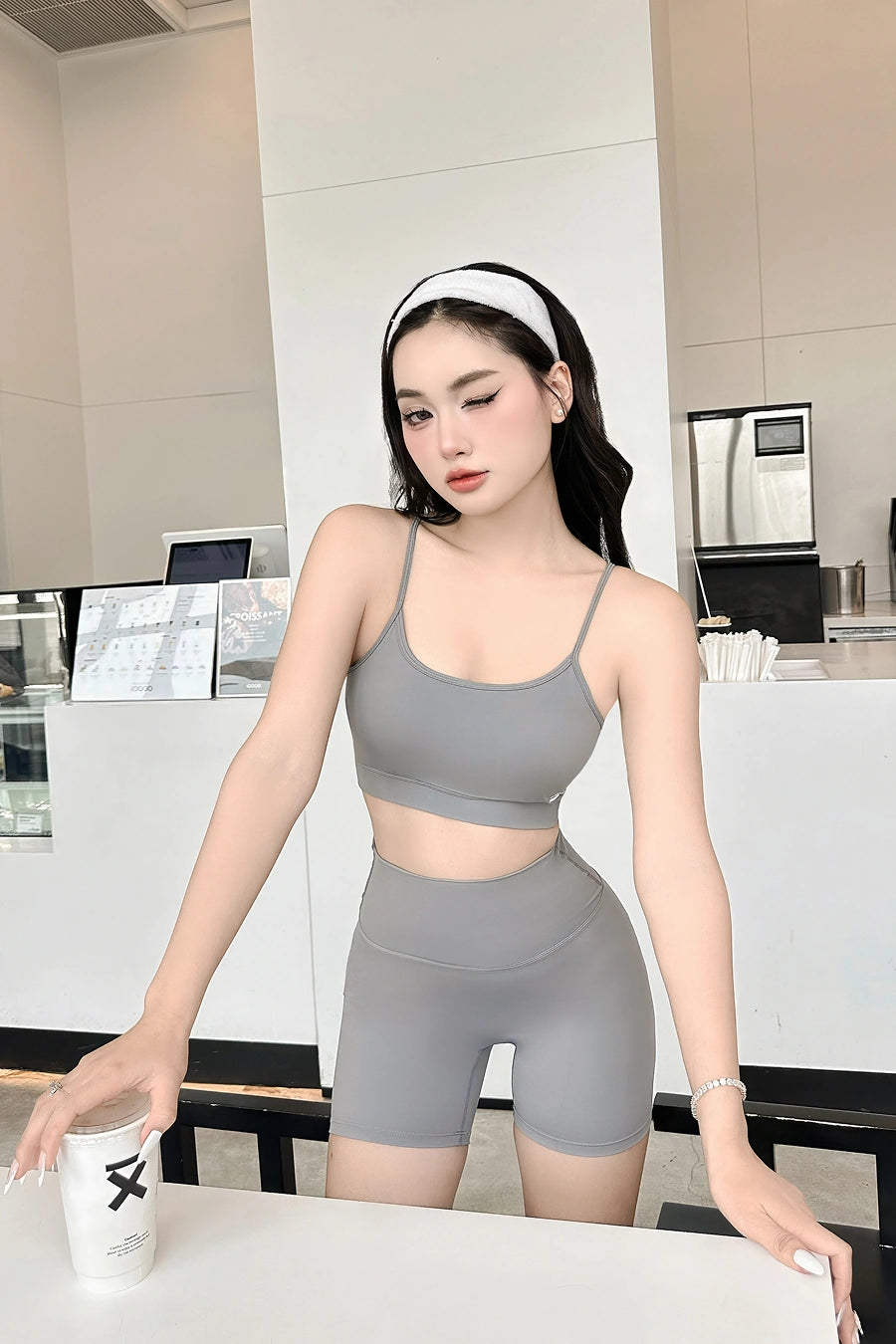 Quần legging đùi QNTG Dark Grey