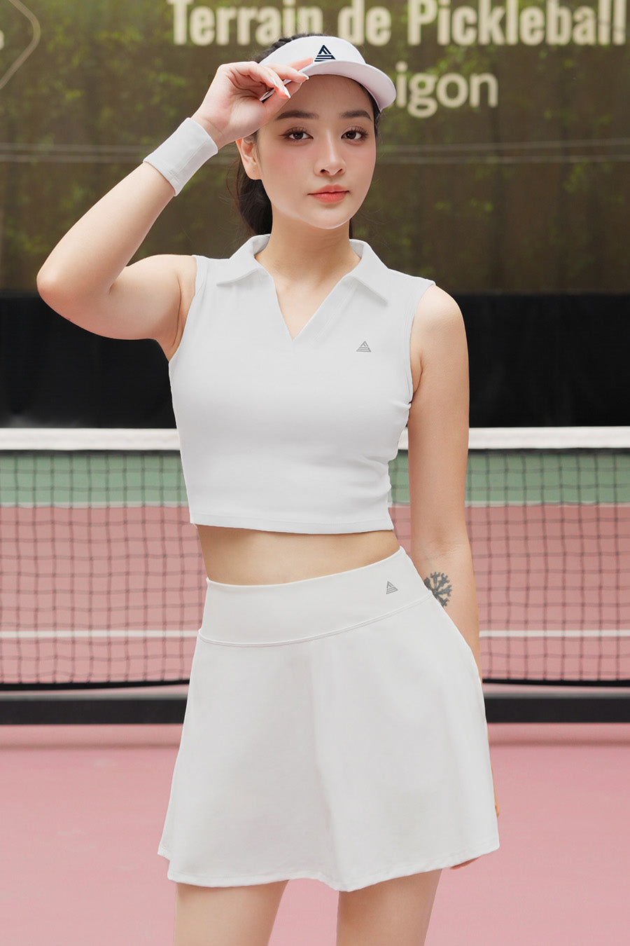 Áo polo sát nách pickleball tennis cầu lông nữ Fitme GOC - APSN01 - Trắng - Fitme Sportswear