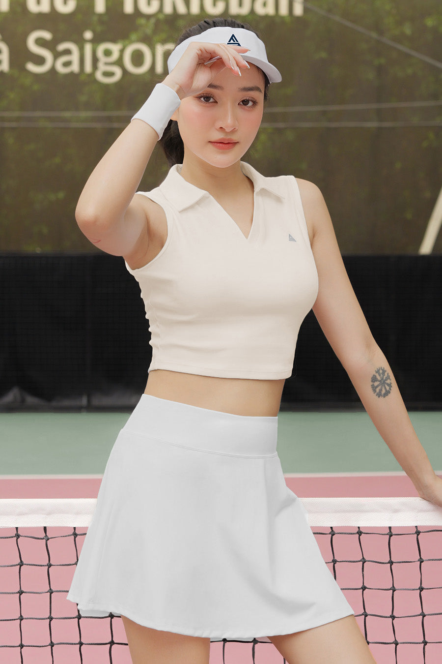 Áo polo sát nách pickleball tennis cầu lông nữ Fitme GOC - APSN01 - Cream - Fitme Sportswear