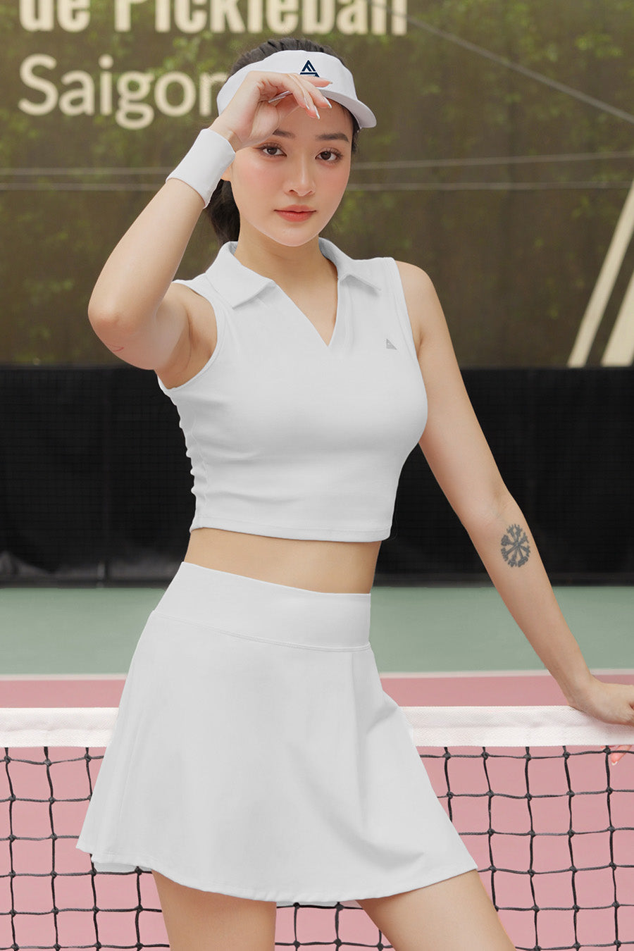 Áo polo sát nách pickleball tennis cầu lông nữ Fitme GOC - APSN01 - Trắng - Fitme Sportswear