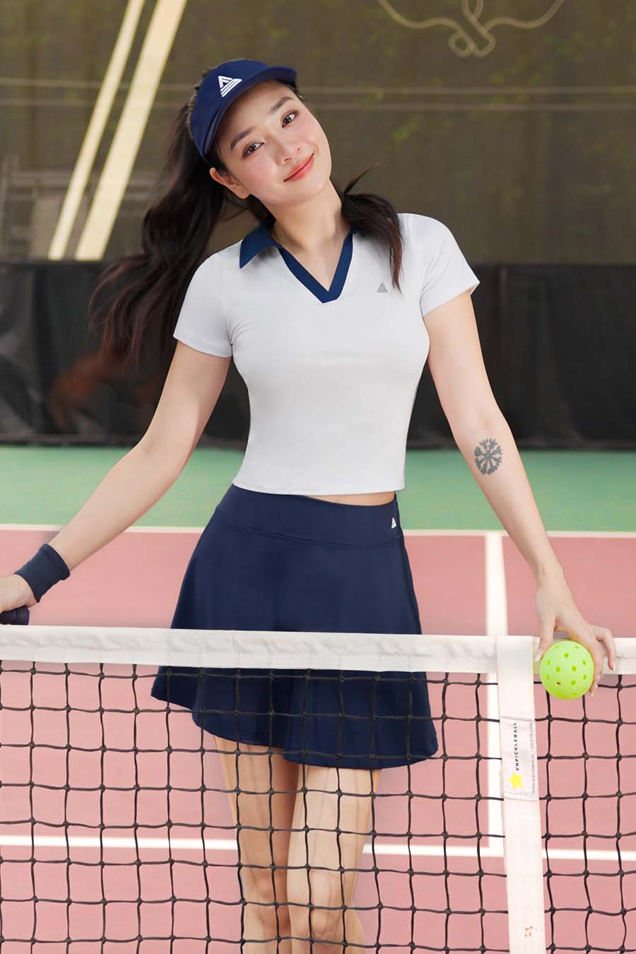 Áo polo thể thao nữ Fitme GOC - ABPL01 - Trắng cổ navy - Fitme Sportswear