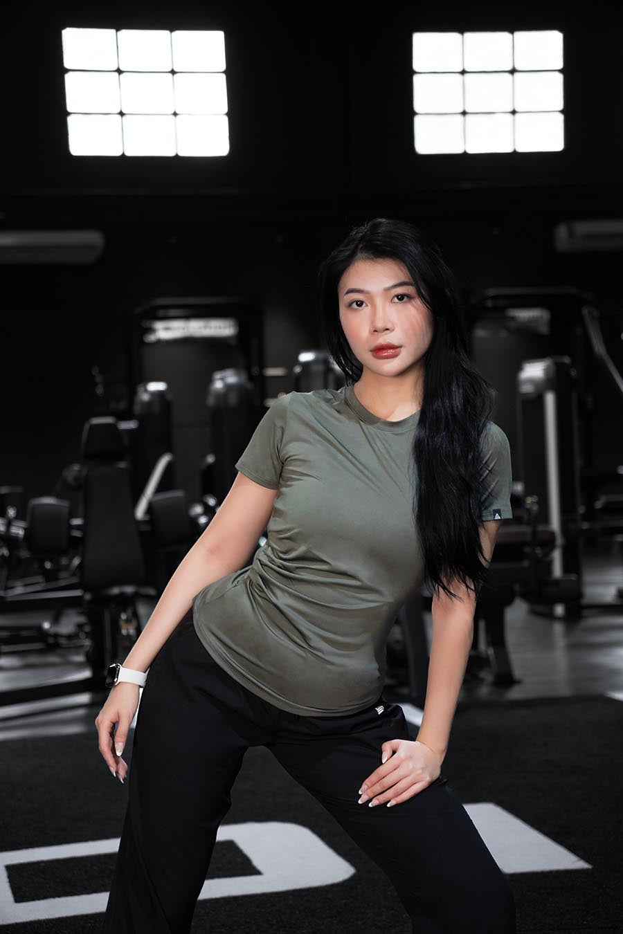 Áo thun gym nữ Fitme xếp ly - ATXL01 - Xanh rêu - Fitme Sportswear
