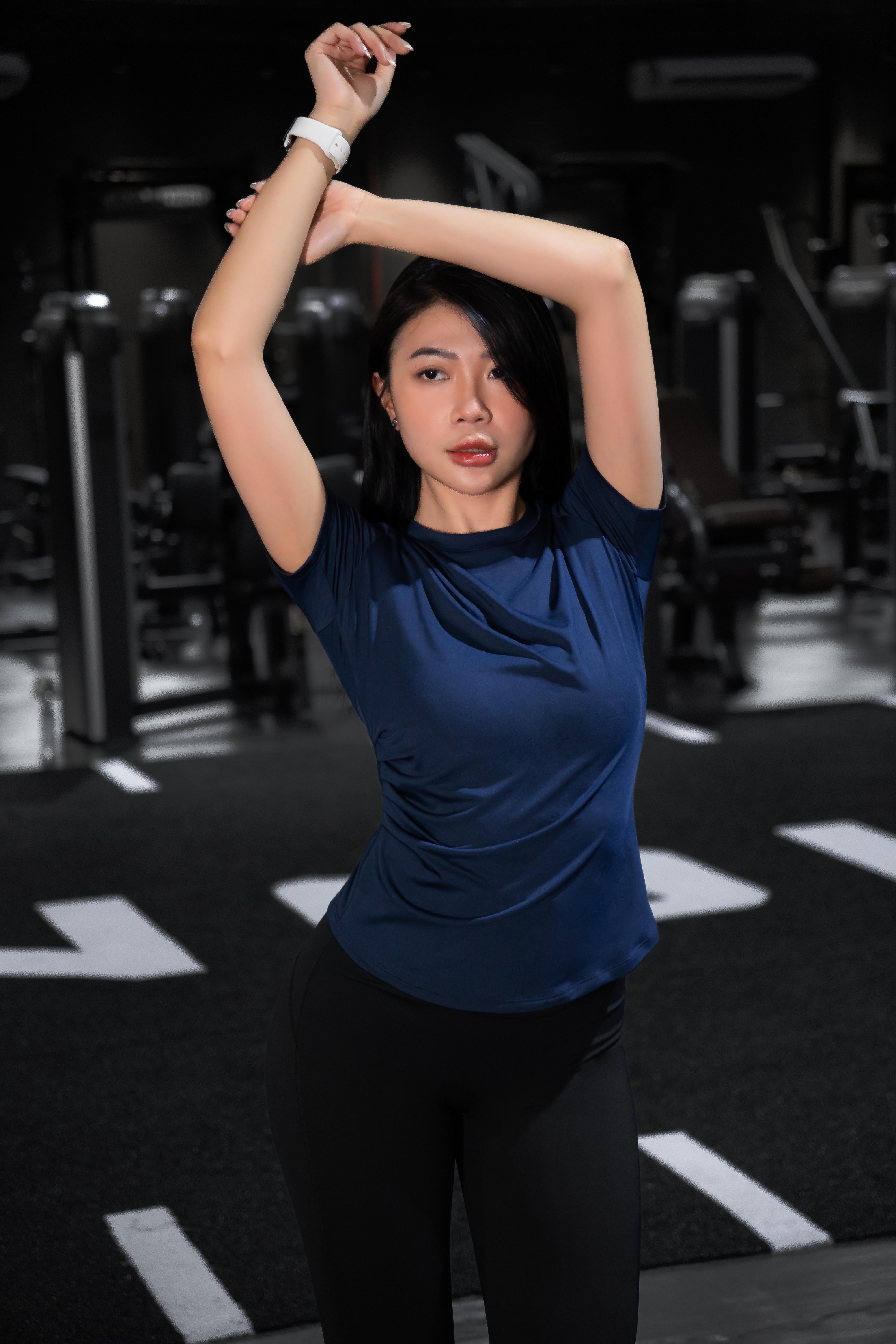 Áo thun gym nữ Fitme xếp ly - ATXL01 - Navy - Fitme Sportswear