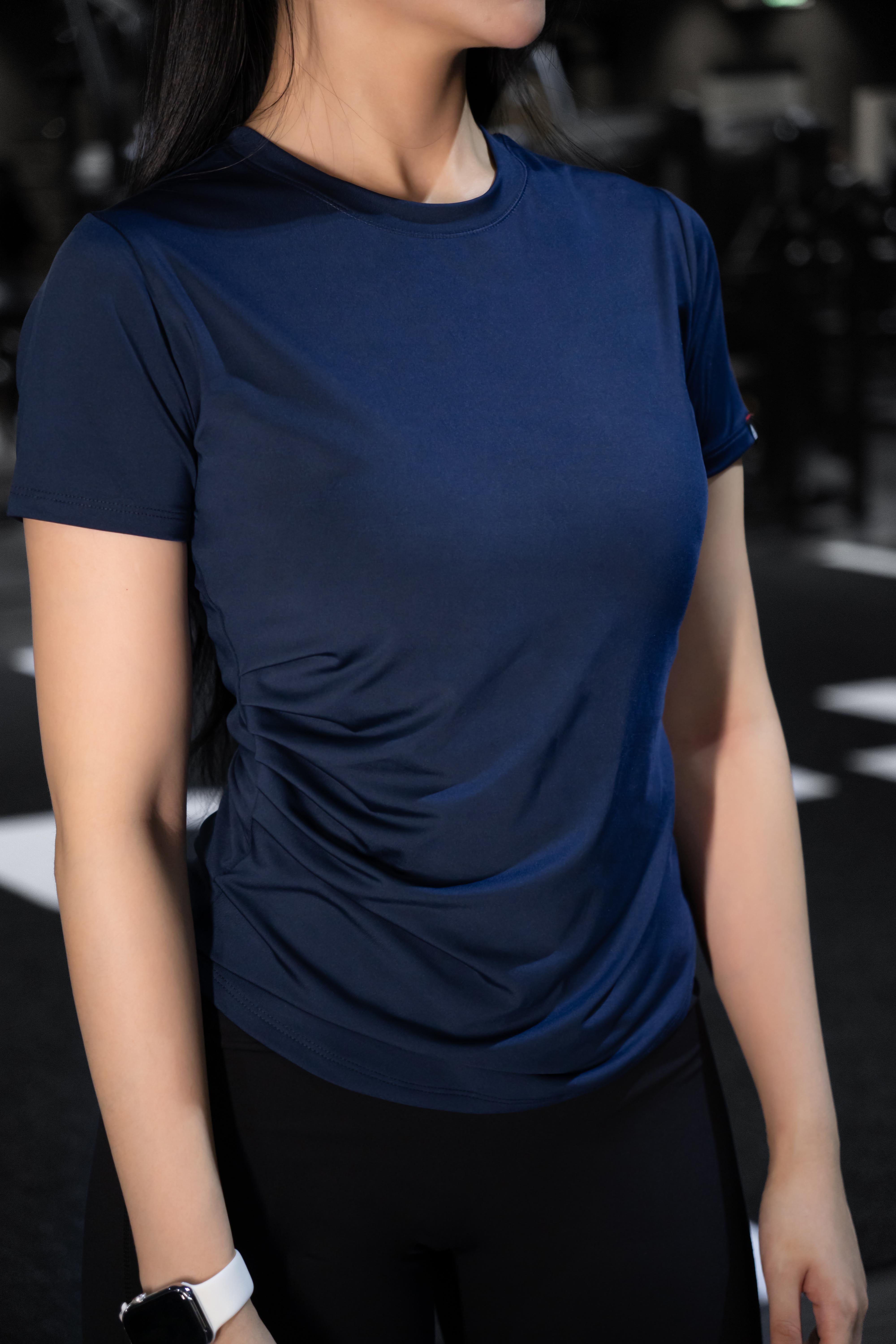 Áo thun gym nữ Fitme xếp ly - ATXL01 - Navy - Fitme Sportswear