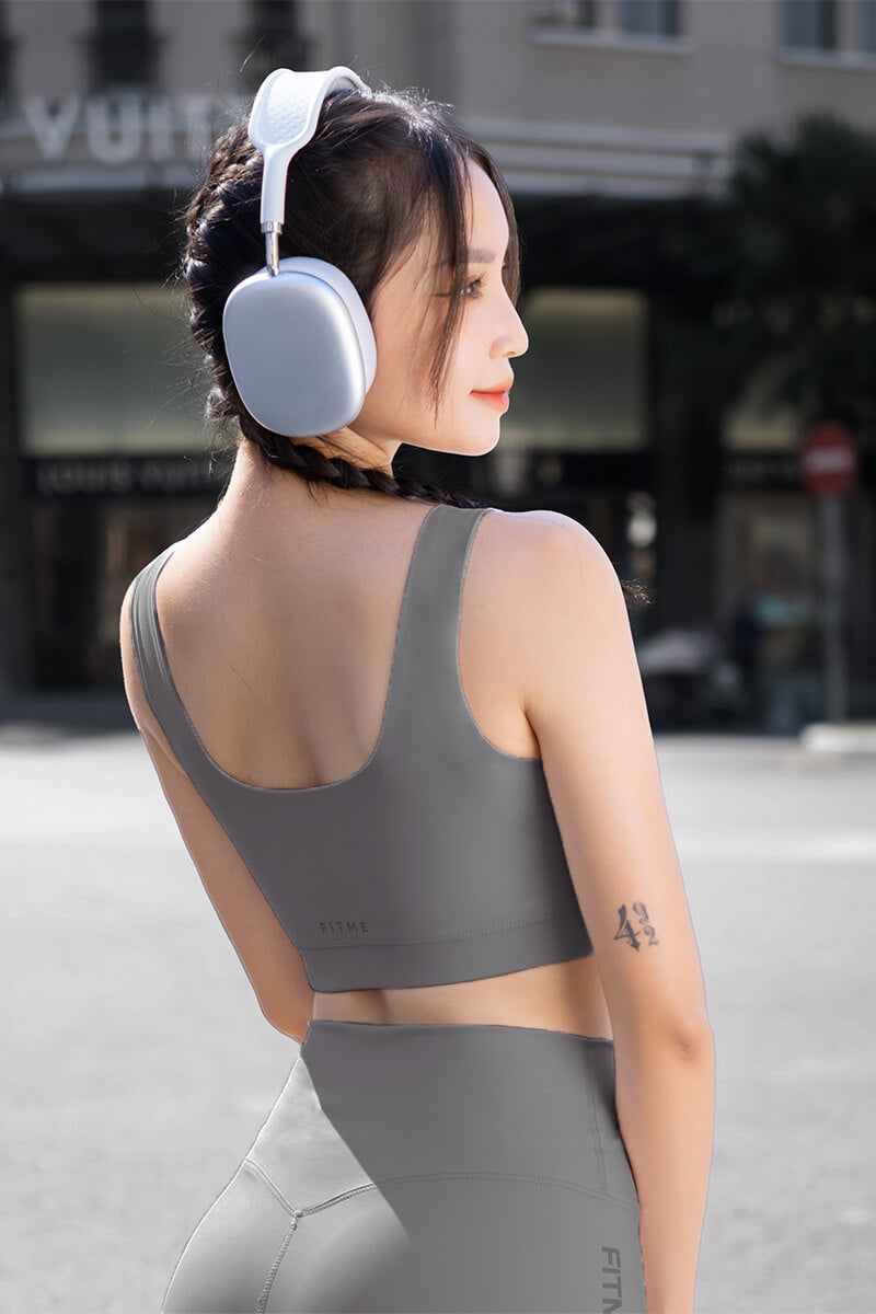 Áo bra tập gym yoga Zeta - Dark Grey - Fitme Sportswear