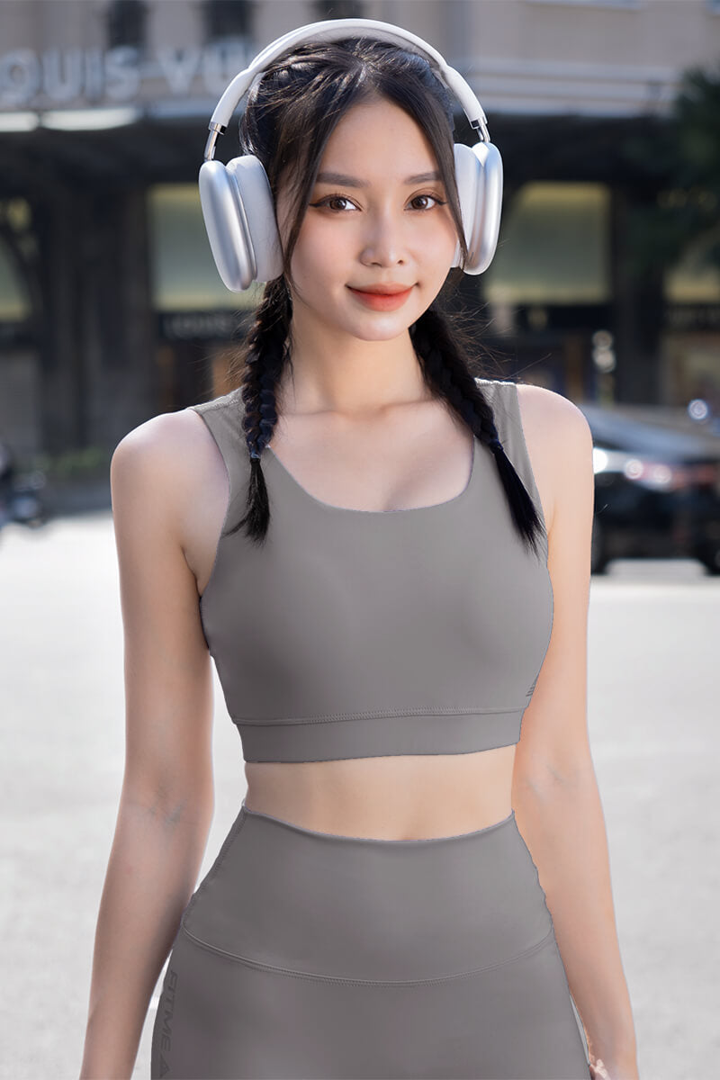 Áo bra tập gym yoga Zeta - Dark Grey - Fitme Sportswear