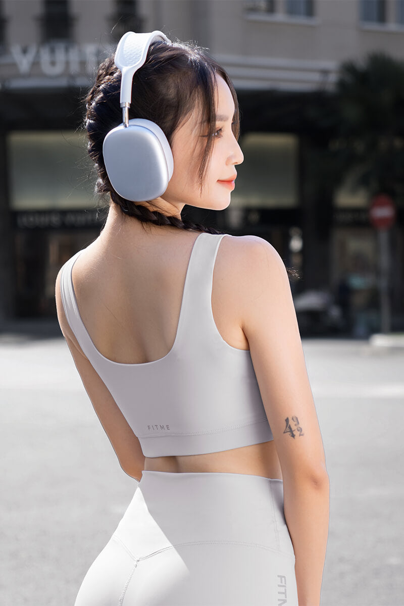 Áo bra tập gym yoga Zeta - Light Grey - Fitme Sportswear