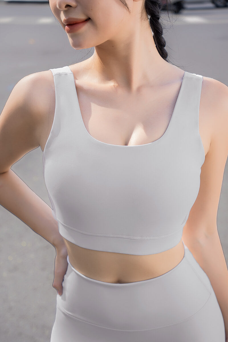 Áo bra tập gym yoga Zeta - Light Grey - Fitme Sportswear