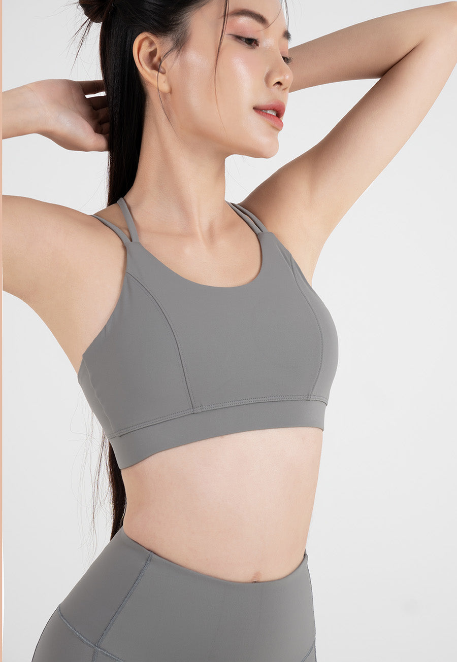 Áo bra tập yoga Strappy Back Fitme Flow - BRSB - Dark Grey - Fitme Sportswear