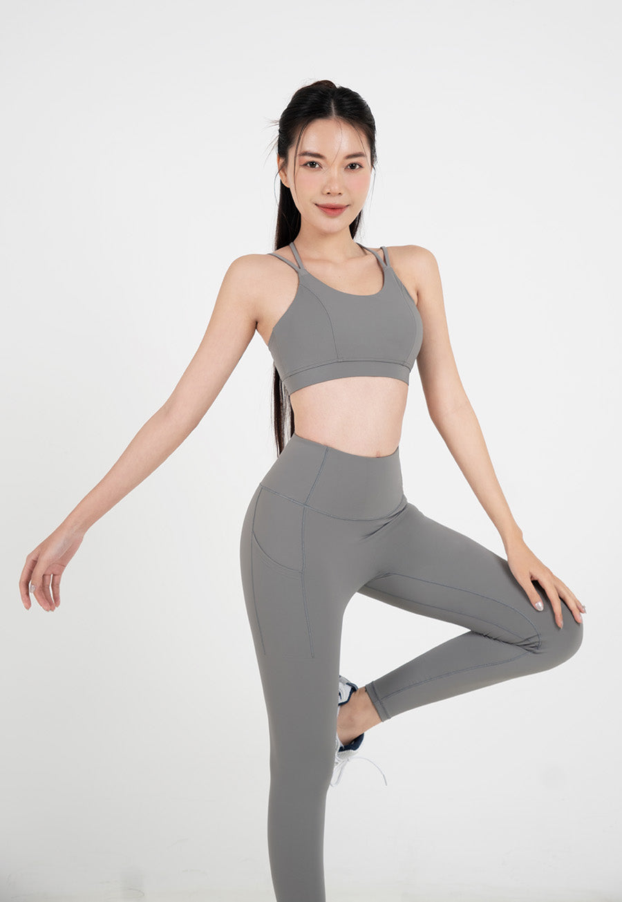 Áo bra tập yoga Strappy Back Fitme Flow - BRSB - Dark Grey - Fitme Sportswear