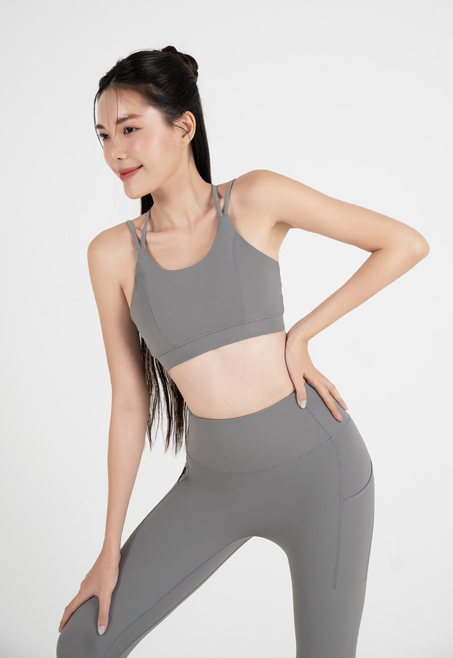 Áo bra tập yoga Strappy Back Fitme Flow - BRSB - Dark Grey - Fitme Sportswear