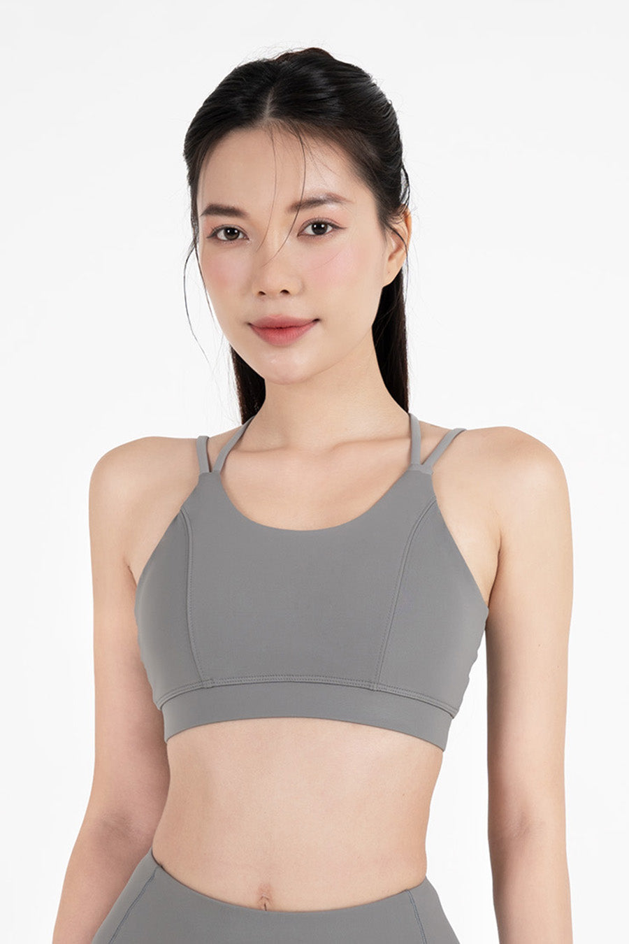 Áo bra tập yoga Strappy Back Fitme Flow - BRSB - Dark Grey - Fitme Sportswear