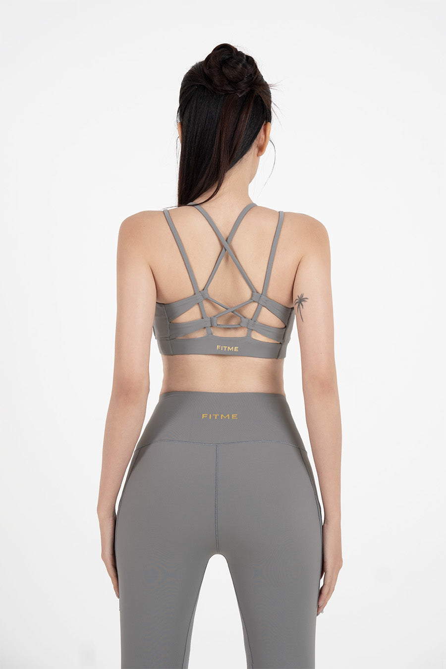 Áo bra tập yoga Strappy Back Fitme Flow - BRSB - Dark Grey - Fitme Sportswear